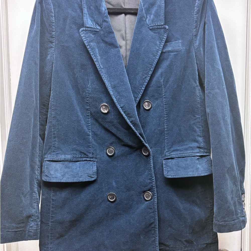 Piazza Sempione Blue Corduroy Double-Breasted Blazer – Size 44 (Made in Italy) - Picture 2 of 15